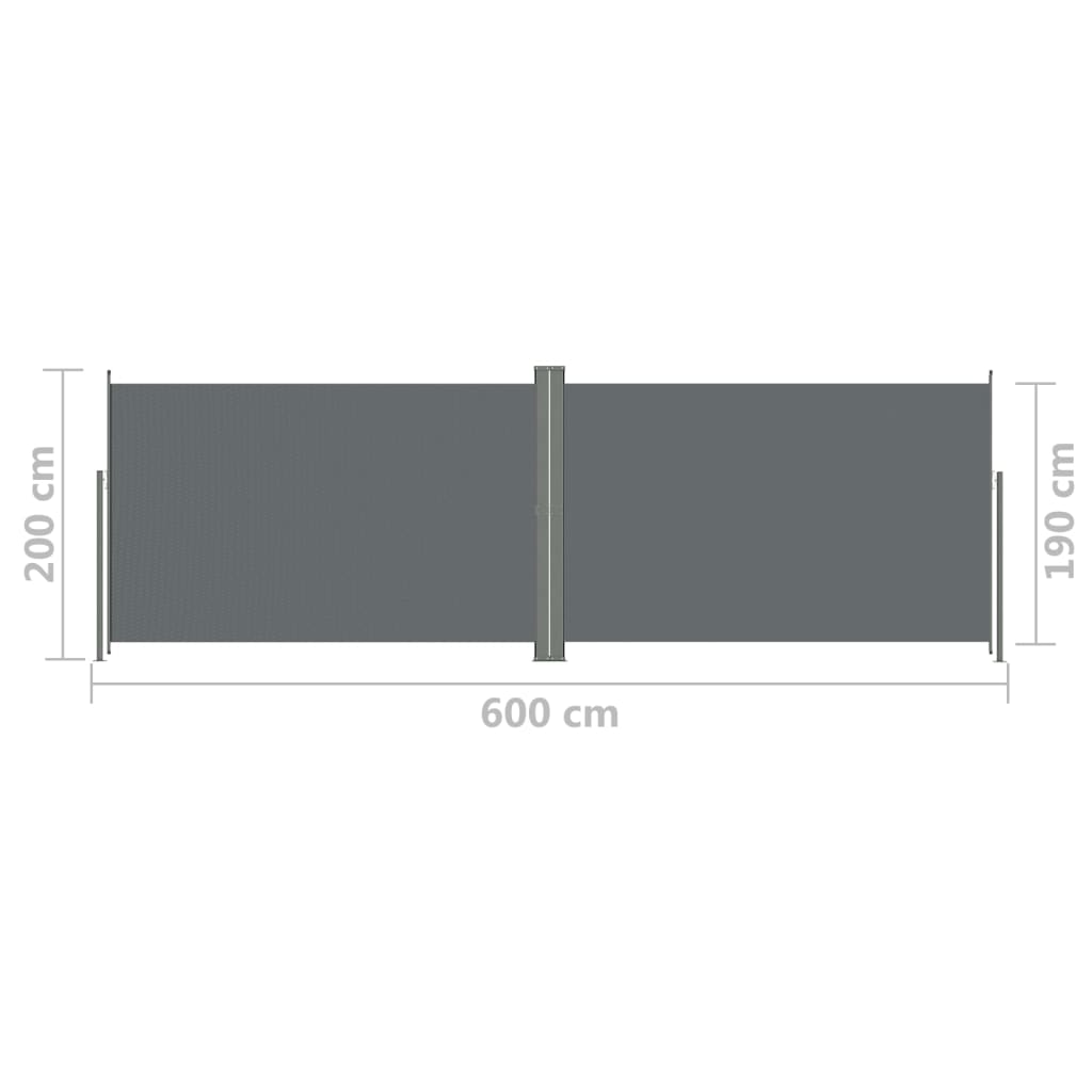 Sisäänvedettävä sivumarkiisi antrasiitti 200x600 cm - Sisustajankoti.fi