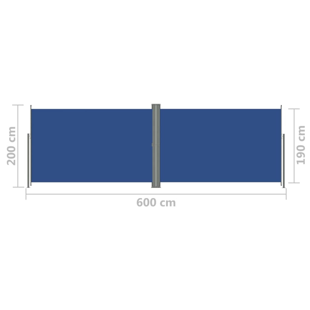 Sisäänvedettävä sivumarkiisi sininen 200x600 cm - Sisustajankoti.fi