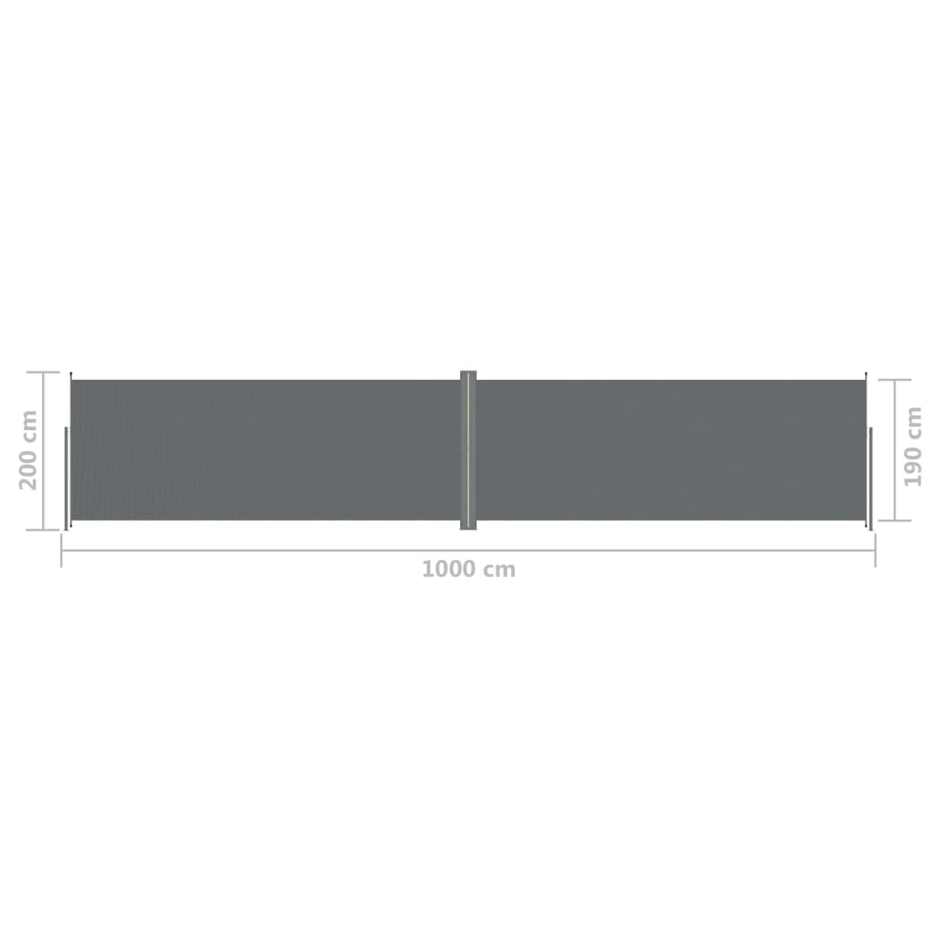 Sisäänvedettävä sivumarkiisi antrasiitti 200x1000 cm - Sisustajankoti.fi