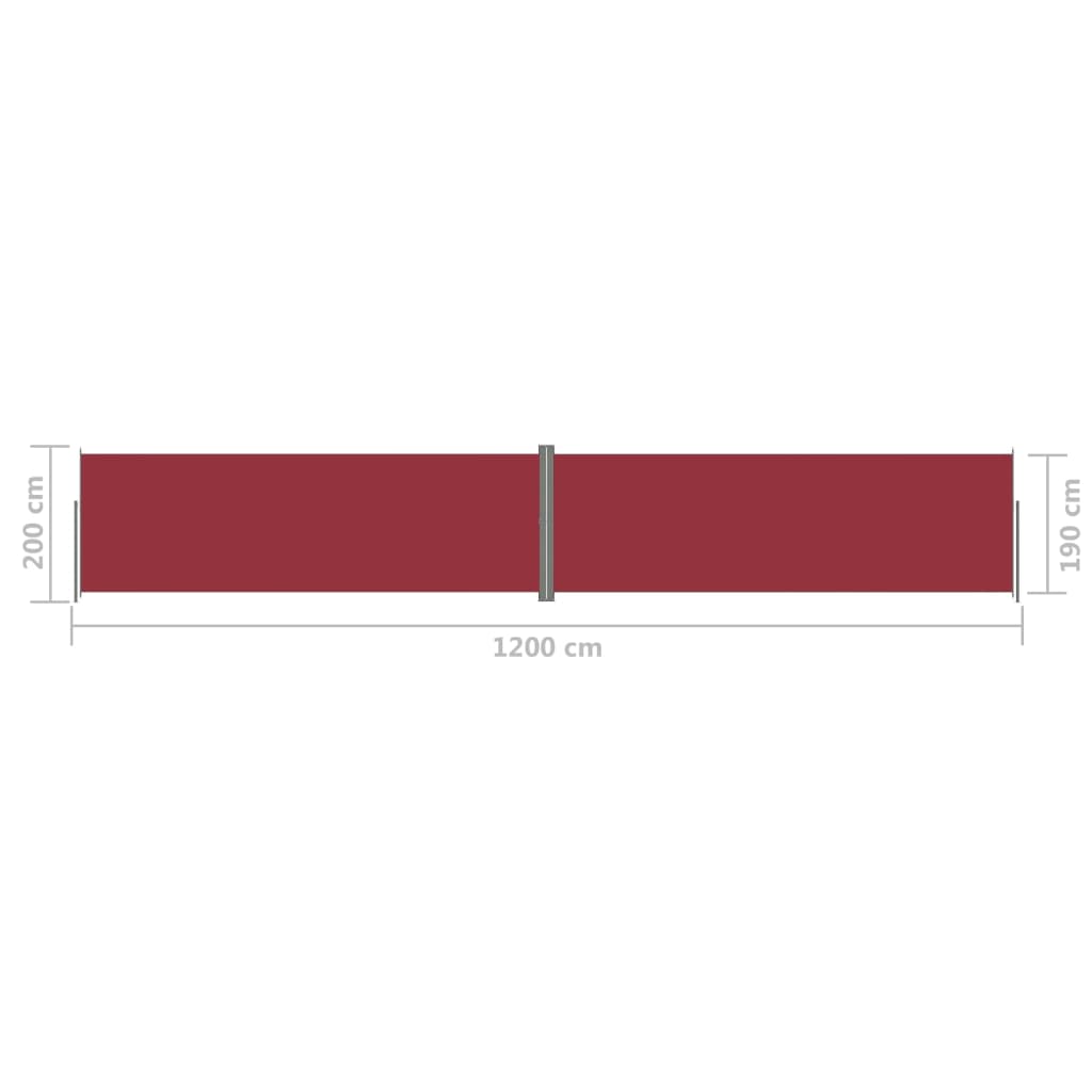 Sisäänvedettävä sivumarkiisi punainen 200x1200 cm - Sisustajankoti.fi