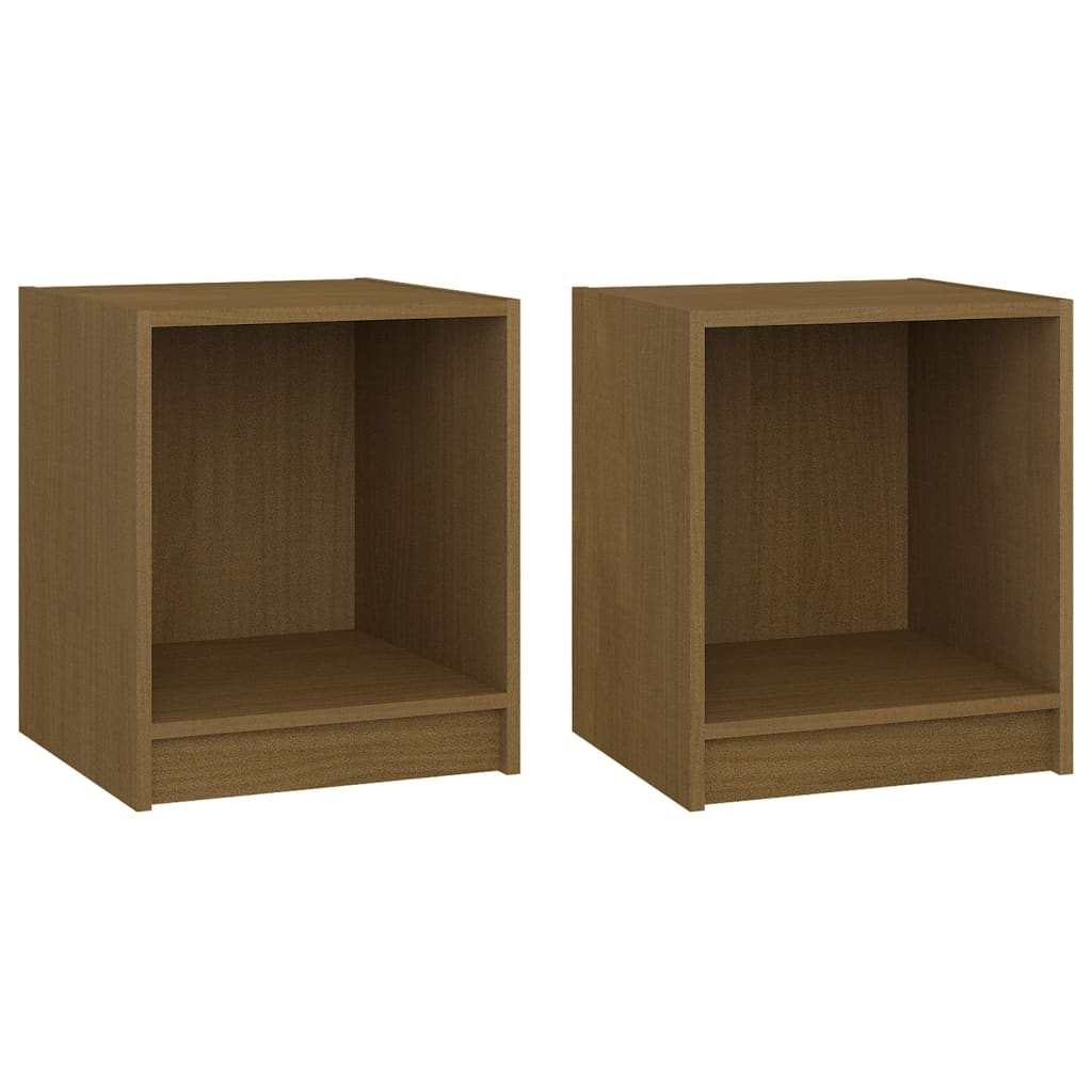 Yöpöydät 2 kpl hunajanruskea 35,5x33,5x41,5 cm täysi mänty - Sisustajankoti.fi