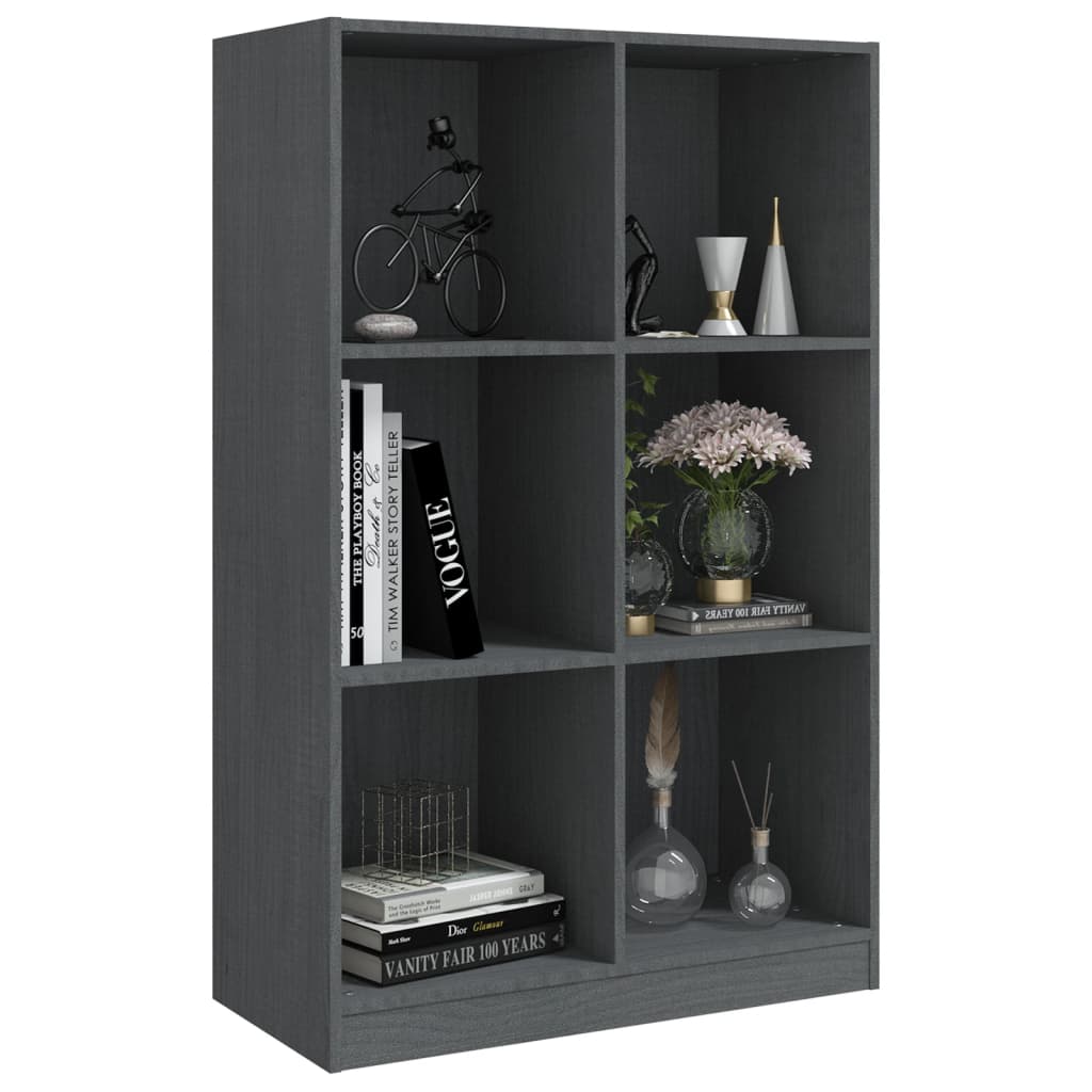 Kirjahylly harmaa 70x33x110 cm täysi mänty - Sisustajankoti.fi