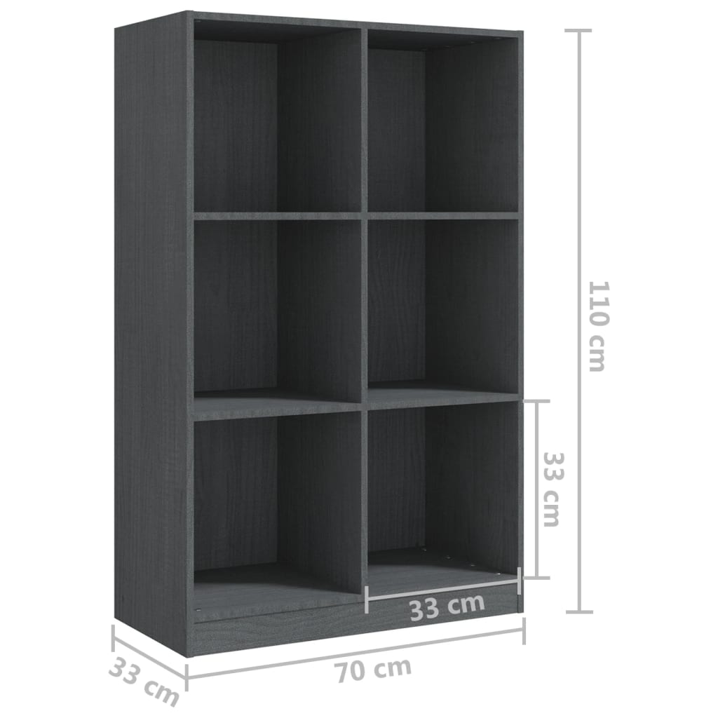 Kirjahylly harmaa 70x33x110 cm täysi mänty - Sisustajankoti.fi