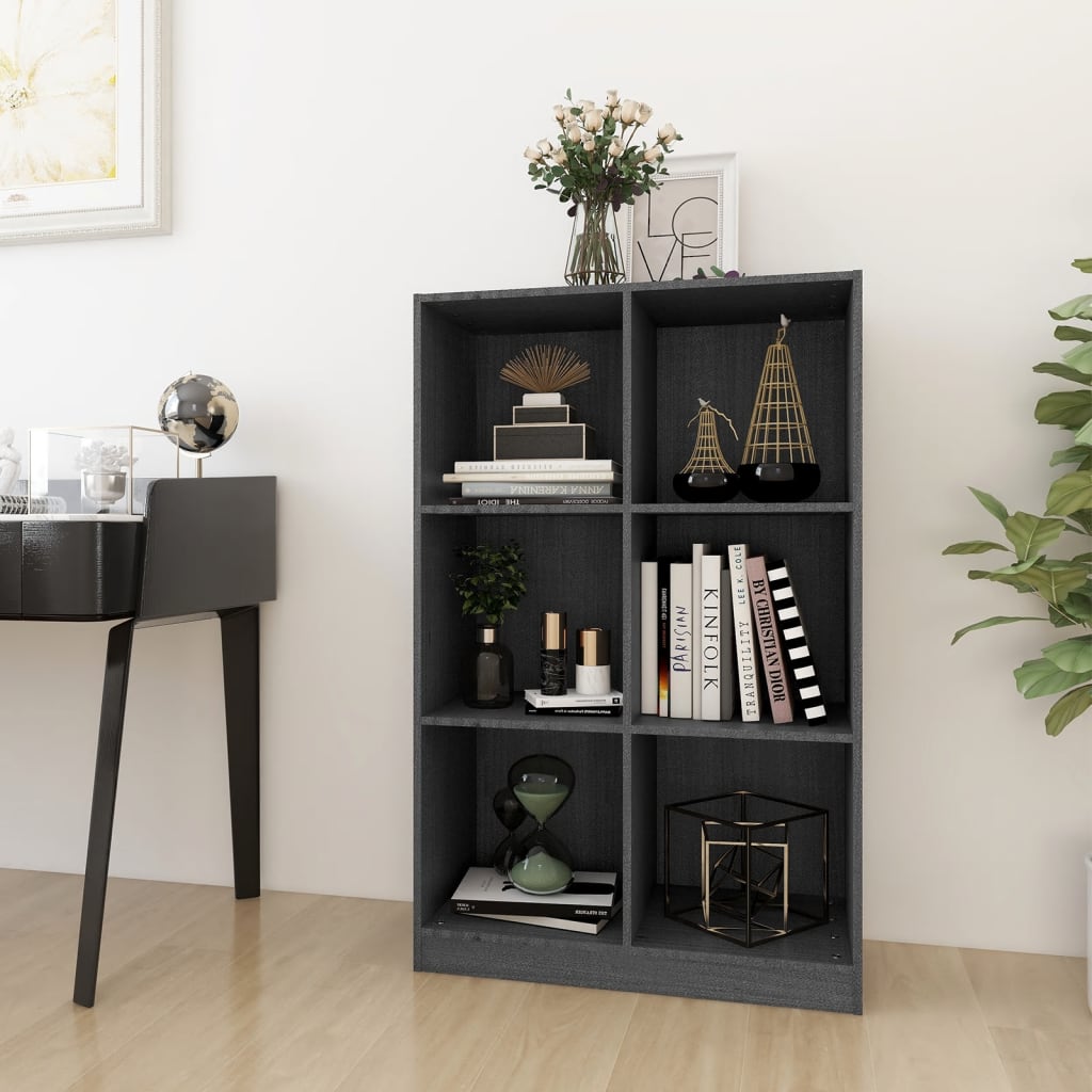 Kirjahylly harmaa 70x33x110 cm täysi mänty - Sisustajankoti.fi