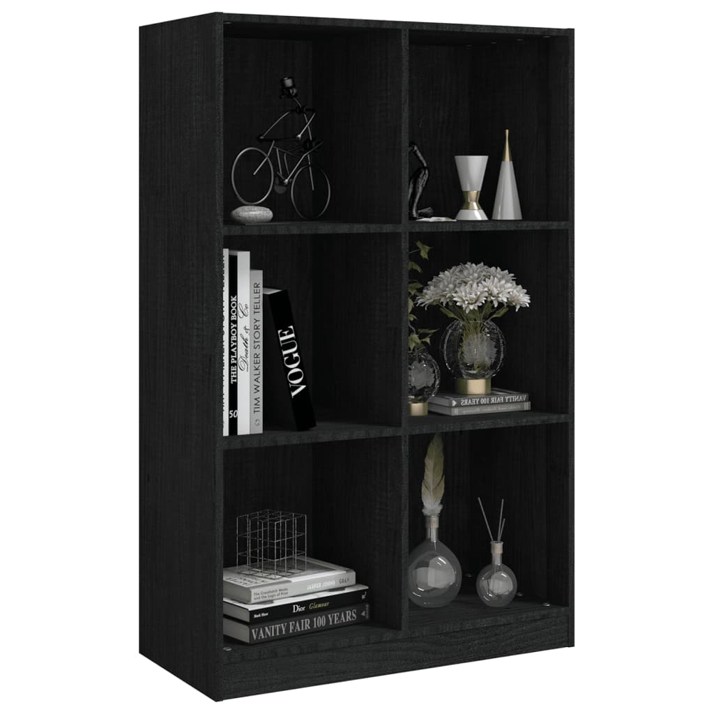 Kirjahylly musta 70x33x110 cm täysi mänty - Sisustajankoti.fi