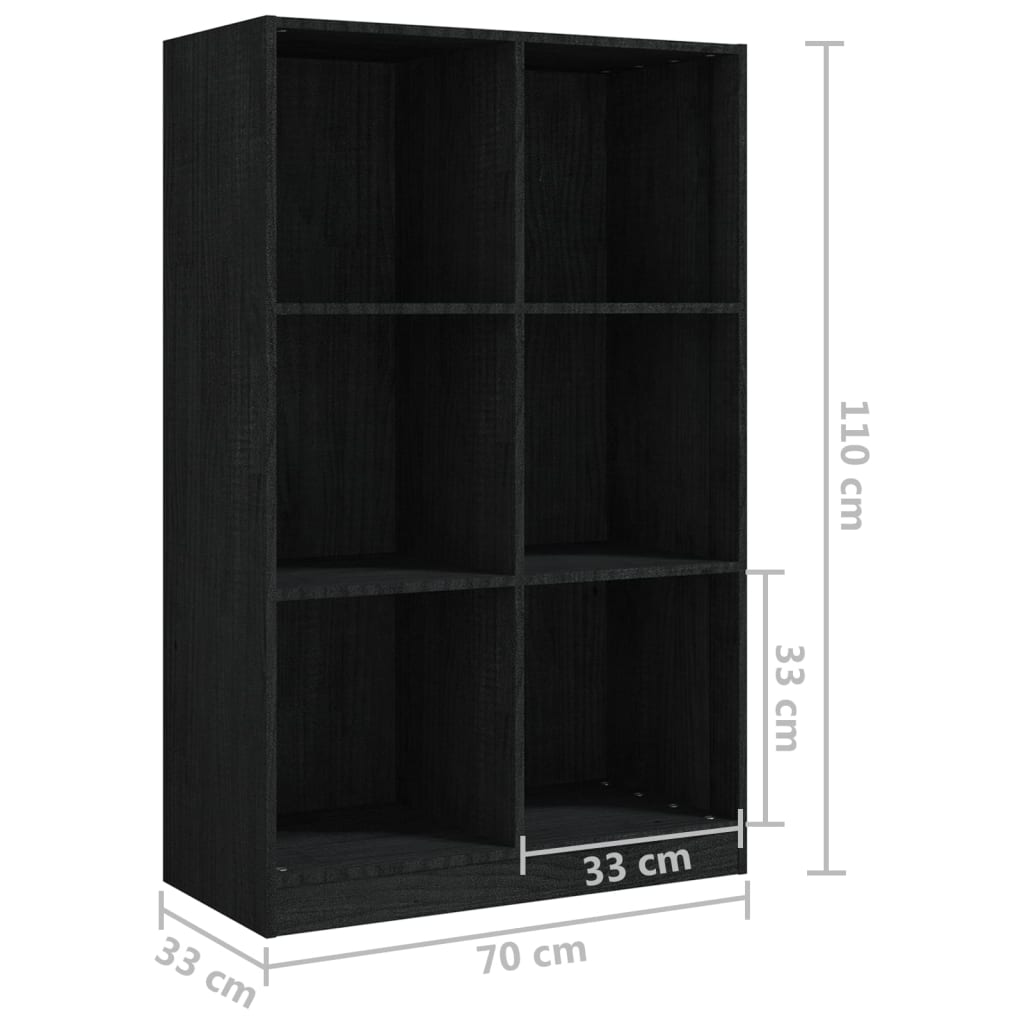 Kirjahylly musta 70x33x110 cm täysi mänty - Sisustajankoti.fi