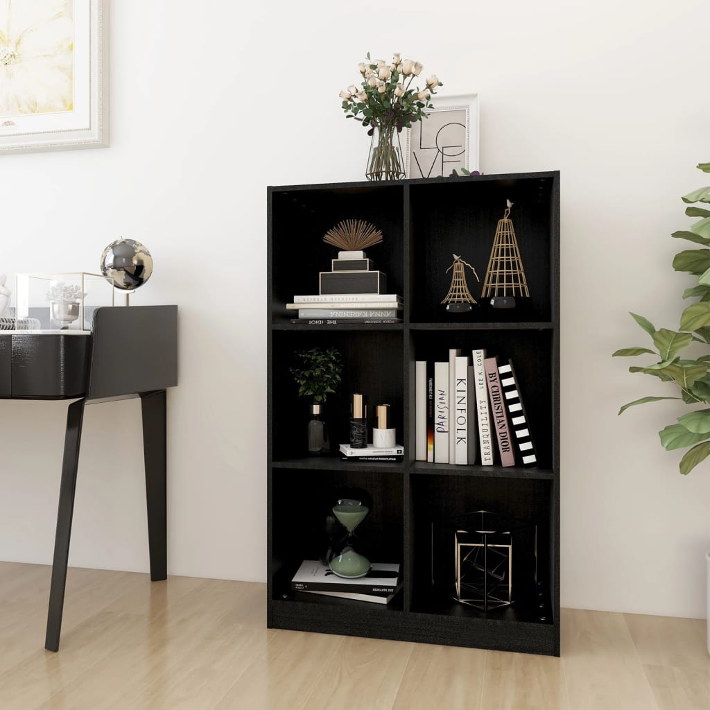 Kirjahylly musta 70x33x110 cm täysi mänty - Sisustajankoti.fi