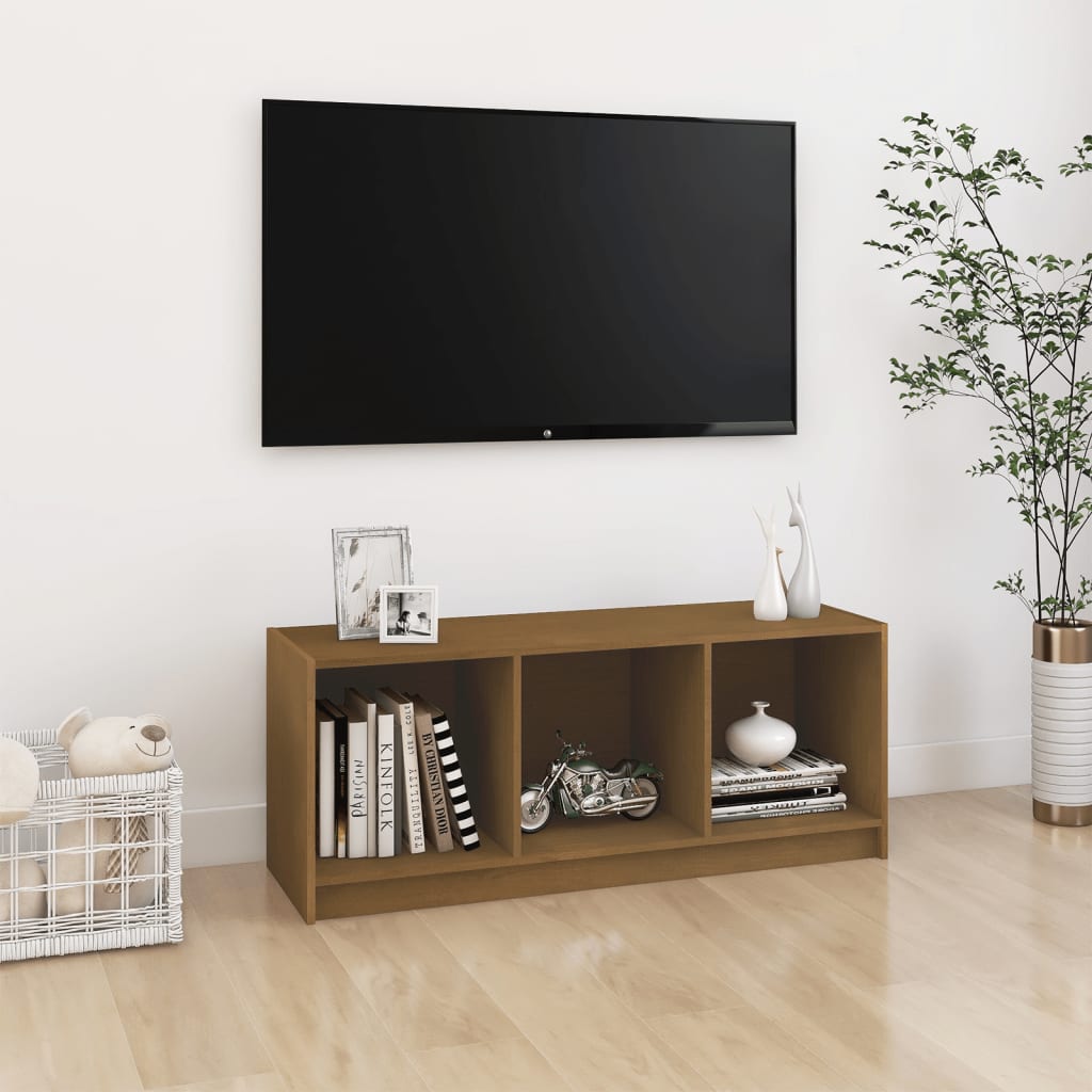 TV-taso hunajanruskea 104x33x41 cm täysi mänty - Sisustajankoti.fi