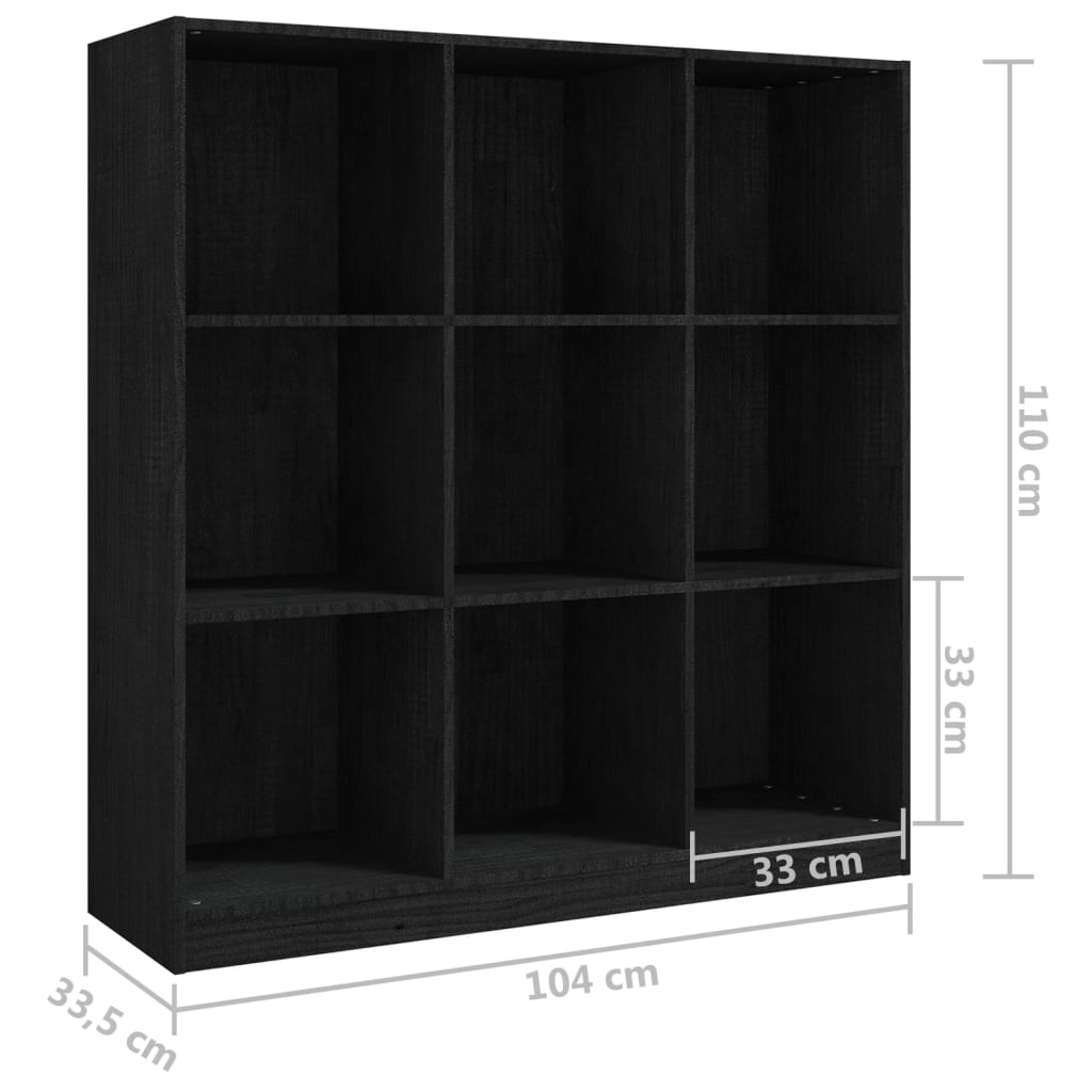 Kirjahylly/tilanjakaja musta 104x33,5x110 cm täysi mänty - Sisustajankoti.fi