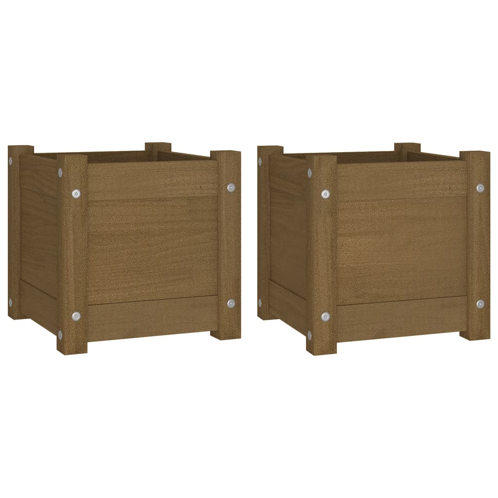 Puutarhan kukkalaatikot 2 kpl hunajanruskea 31x31x31 cm mänty - Sisustajankoti.fi