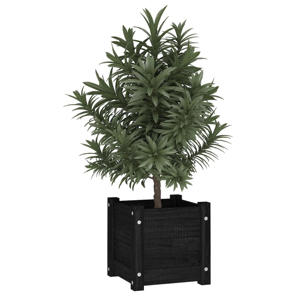 Puutarhan kukkalaatikot 2 kpl musta 31x31x31 cm täysi mänty - Sisustajankoti.fi