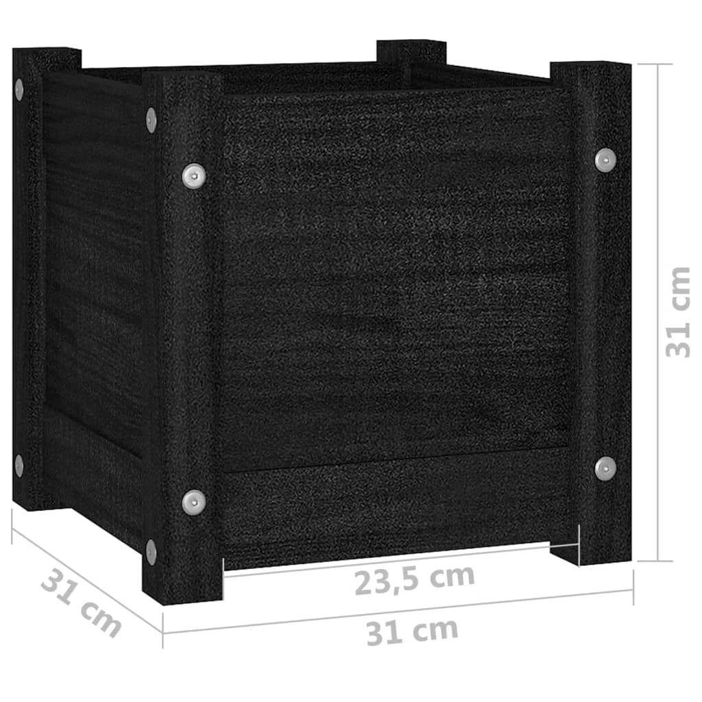 Puutarhan kukkalaatikot 2 kpl musta 31x31x31 cm täysi mänty - Sisustajankoti.fi