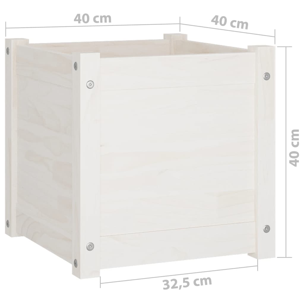 Puutarhan kukkalaatikot 2 kpl valkoinen 40x40x40 cm täysi mänty - Sisustajankoti.fi