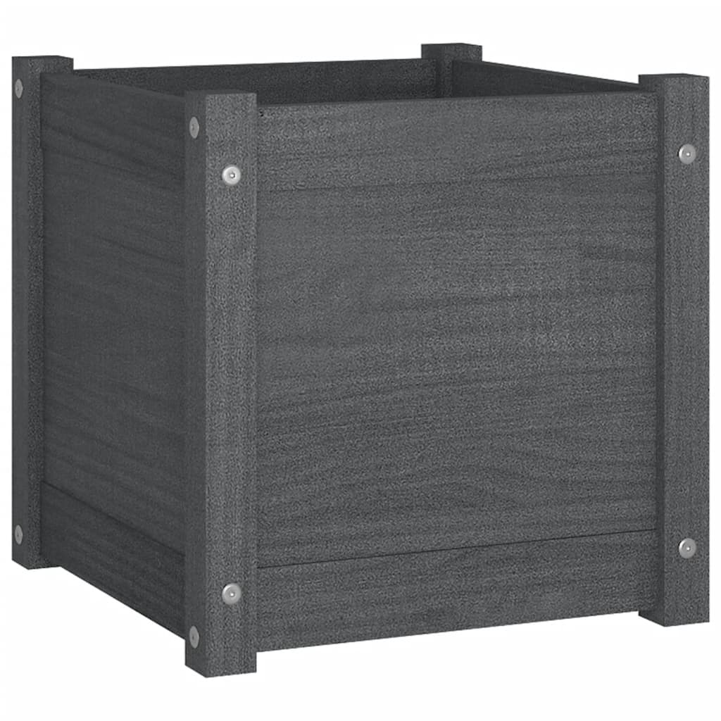 Puutarhan kukkalaatikot 2 kpl harmaa 40x40x40 cm täysi mänty - Sisustajankoti.fi