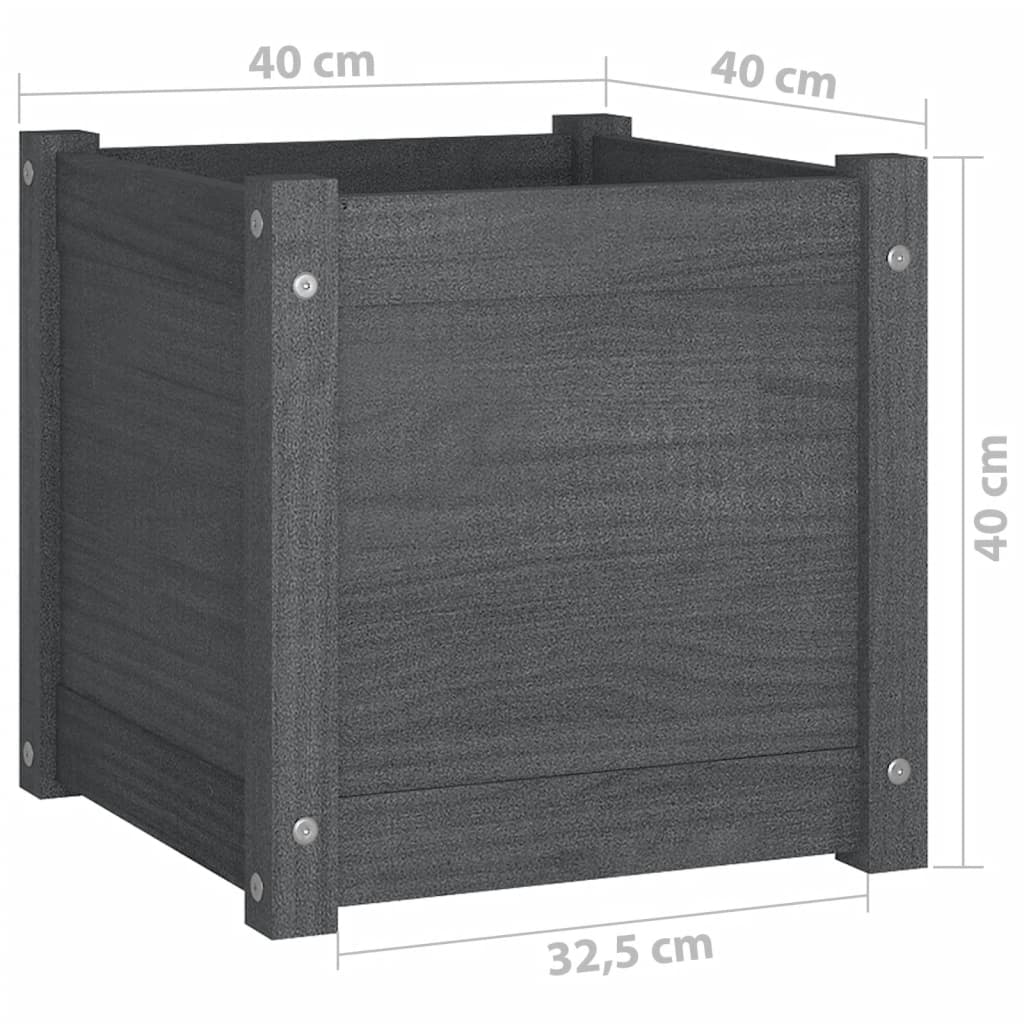 Puutarhan kukkalaatikot 2 kpl harmaa 40x40x40 cm täysi mänty - Sisustajankoti.fi