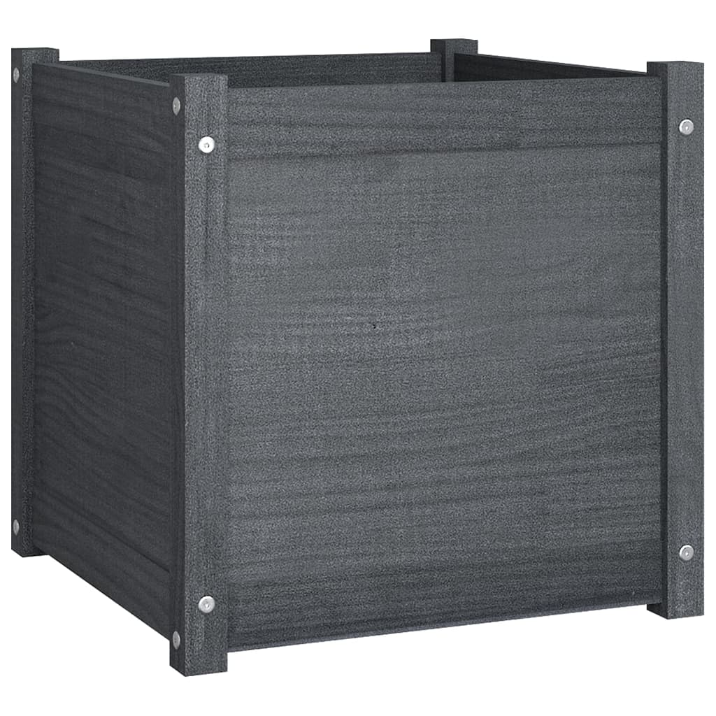 Puutarhan kukkalaatikot 2 kpl harmaa 50x50x50 cm täysi mänty - Sisustajankoti.fi