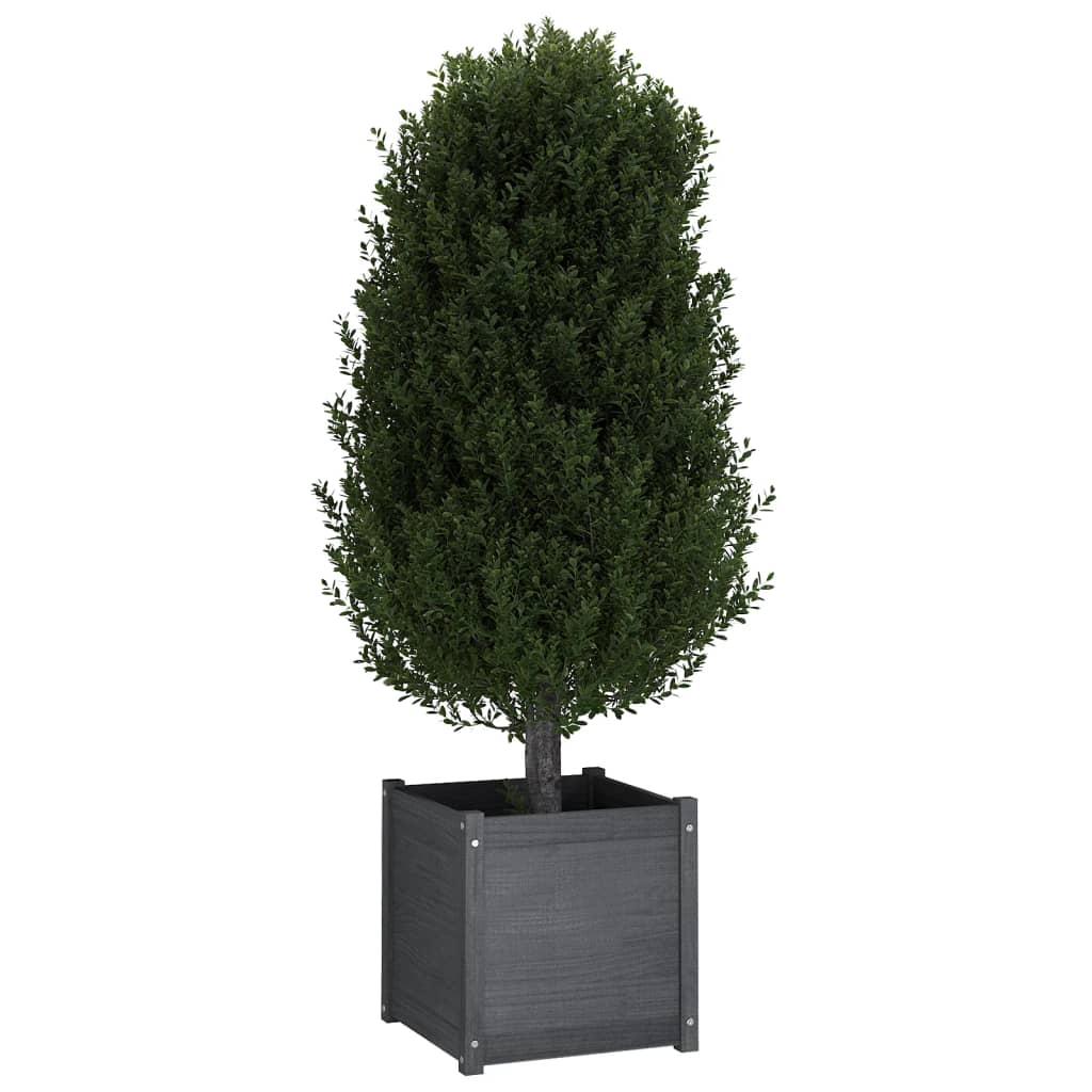 Puutarhan kukkalaatikot 2 kpl harmaa 50x50x50 cm täysi mänty - Sisustajankoti.fi