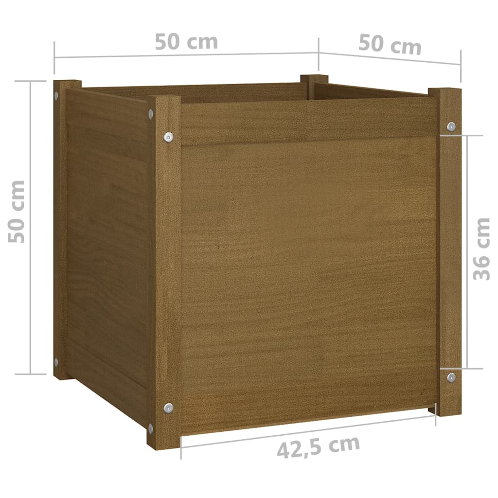 Puutarhan kukkalaatikot 2 kpl hunajanruskea 50x50x50 cm mänty - Sisustajankoti.fi