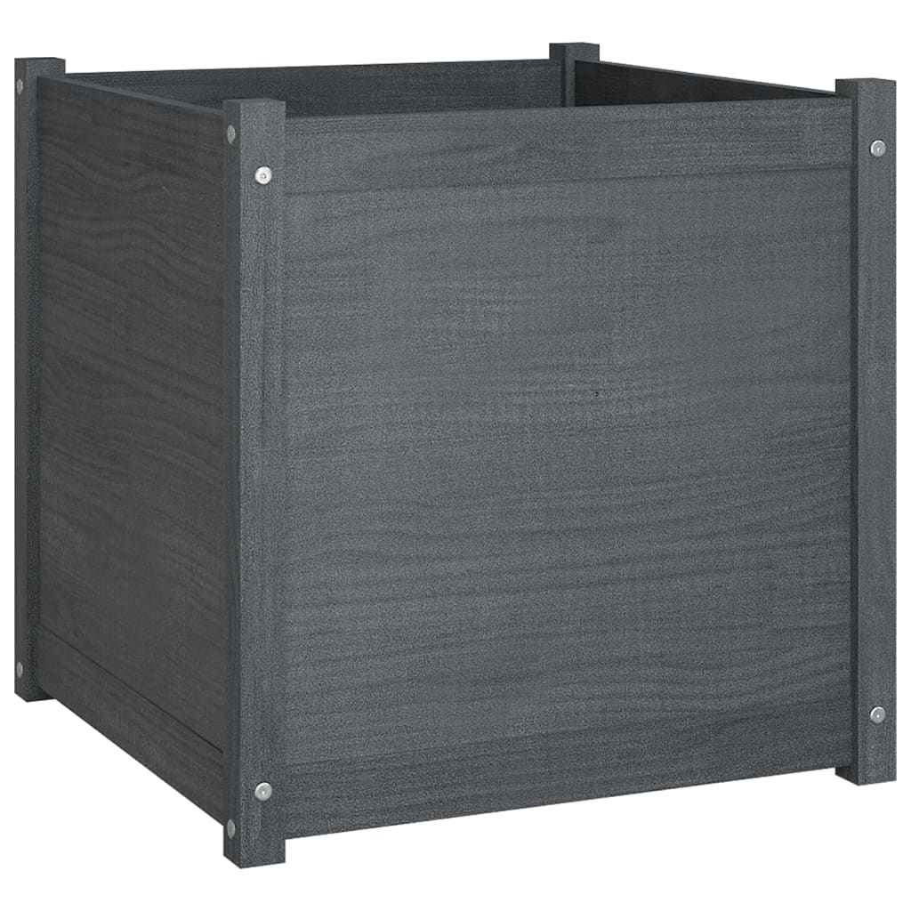Puutarhan kukkalaatikot 2 kpl harmaa 60x60x60 cm täysi mänty - Sisustajankoti.fi