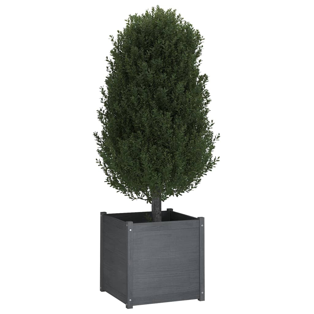 Puutarhan kukkalaatikot 2 kpl harmaa 60x60x60 cm täysi mänty - Sisustajankoti.fi