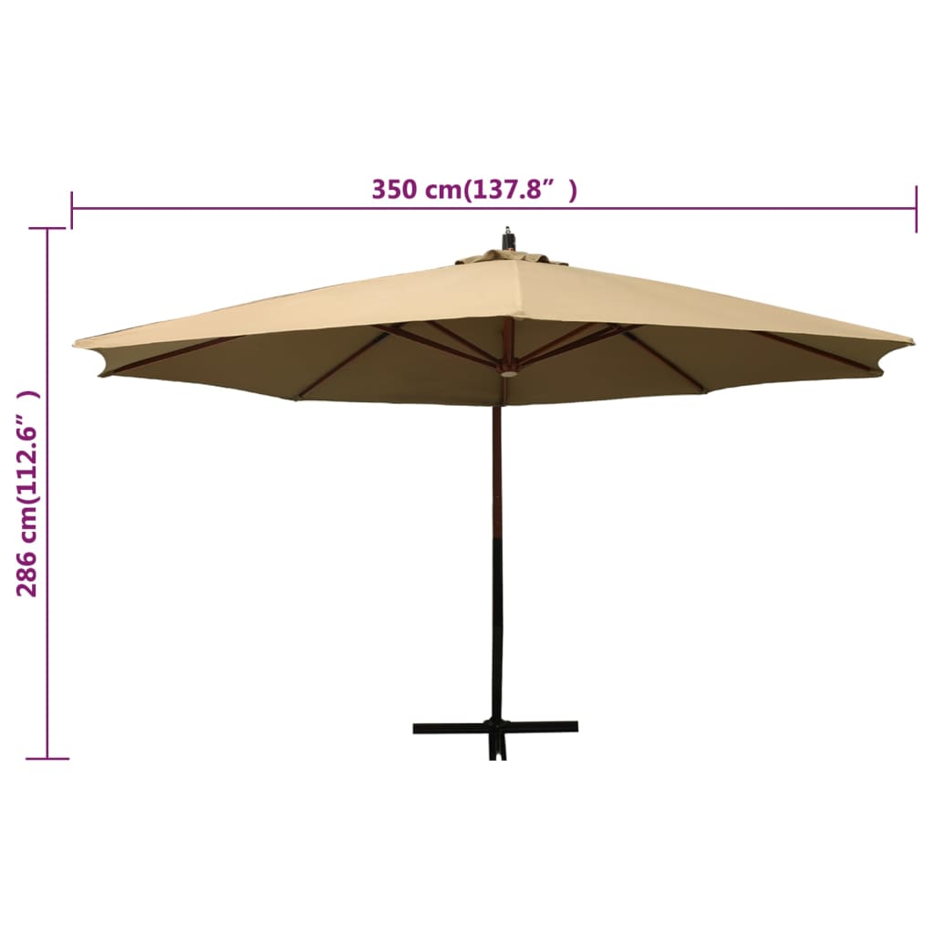 Riippuva aurinkovarjo puurunko 350 cm taupe - Sisustajankoti.fi