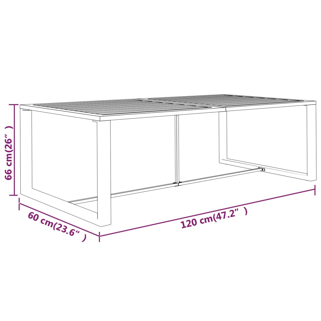 Ulkoruokapöytä antrasiitti 120x60x66 cm alumiini - Sisustajankoti.fi