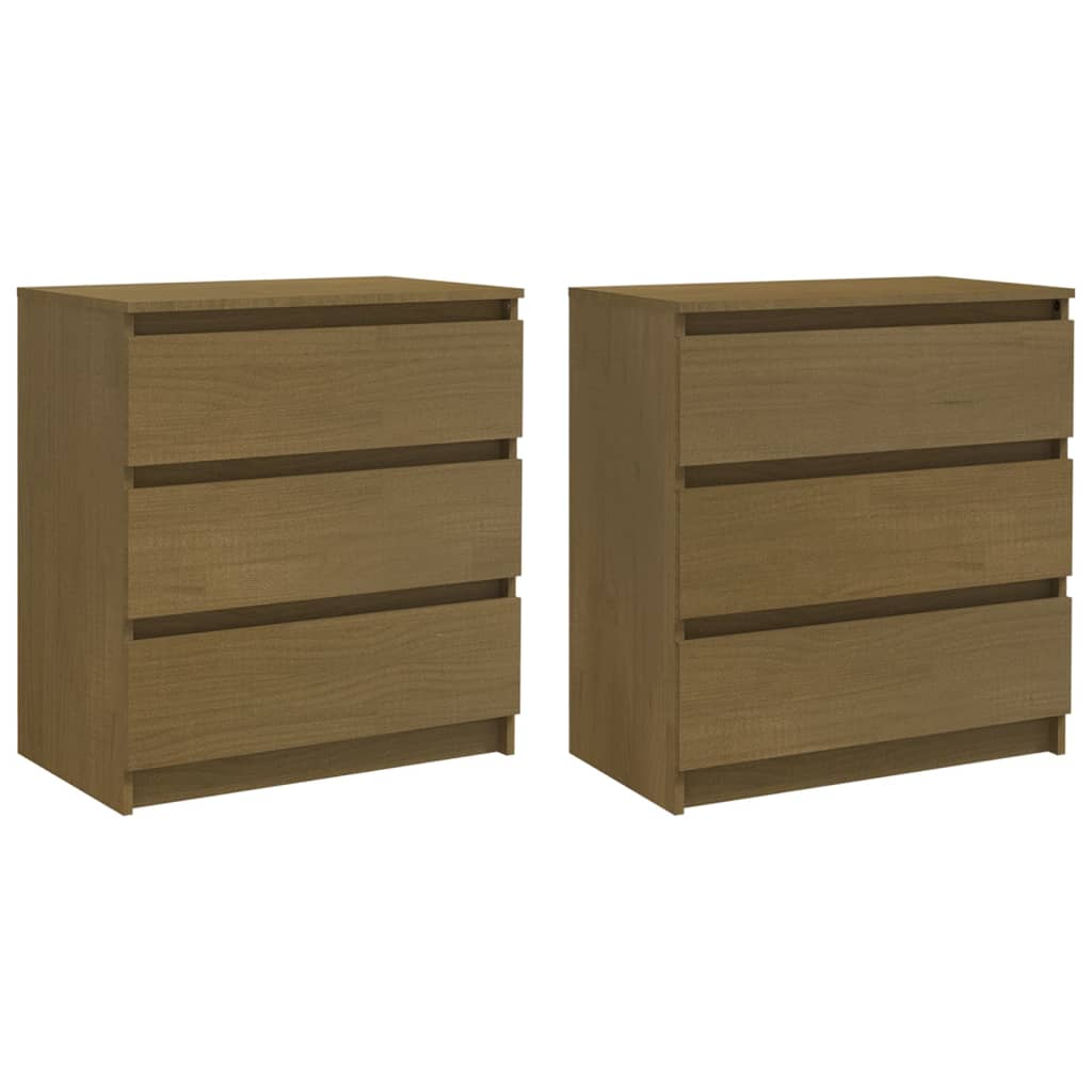 Yöpöydät 2 kpl hunajanruskea 60x36x64 cm täysi mänty - Sisustajankoti.fi