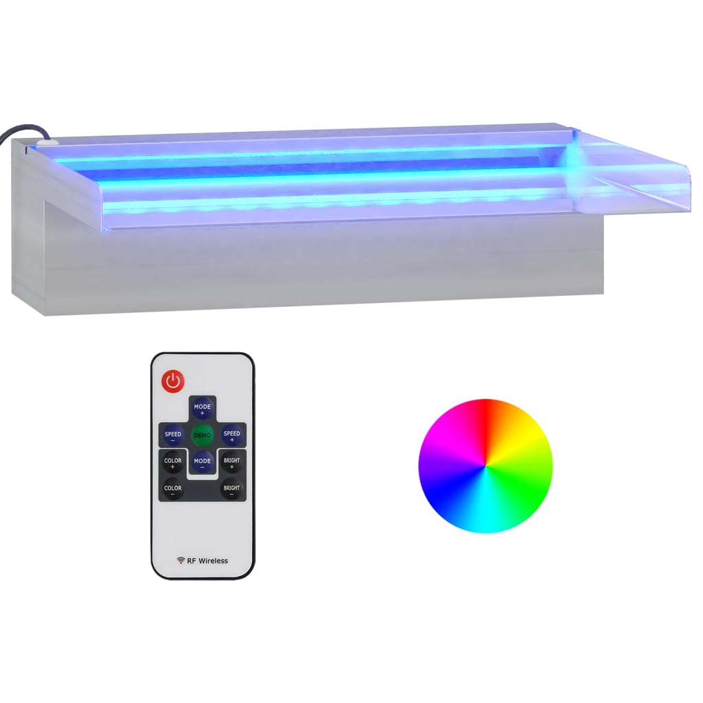 Vesiputous RGB LED-valoilla ruostumaton teräs 30 cm - Sisustajankoti.fi
