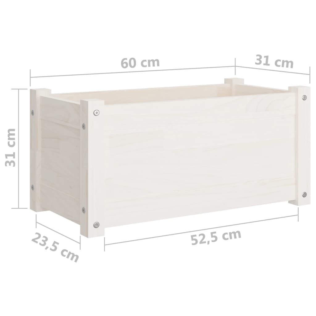 Puutarhan kukkalaatikko valkoinen 60x31x31 cm täysi mänty - Sisustajankoti.fi