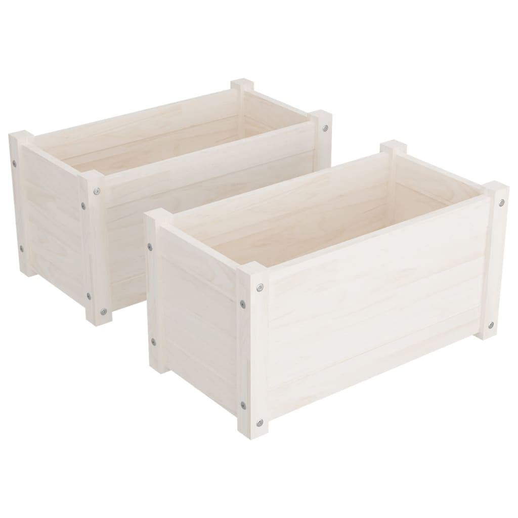 Puutarhan kukkalaatikot 2 kpl valkoinen 60x31x31 cm täysi mänty - Sisustajankoti.fi