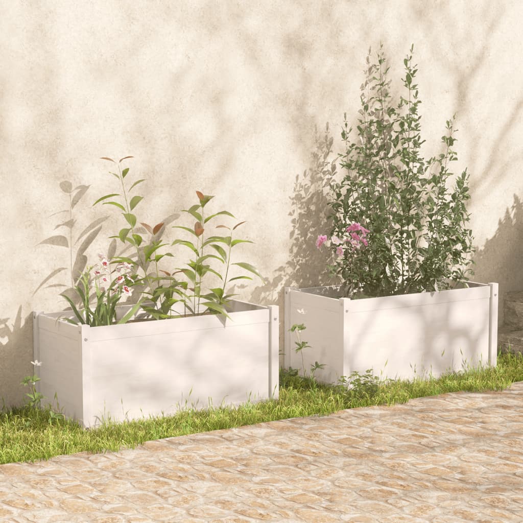 Puutarhan kukkalaatikot 2 kpl valkoinen 100x50x50cm täysi mänty - Sisustajankoti.fi