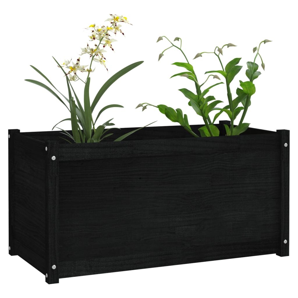 Puutarhan kukkalaatikot 2 kpl musta 100x50x50 cm täysi mänty - Sisustajankoti.fi