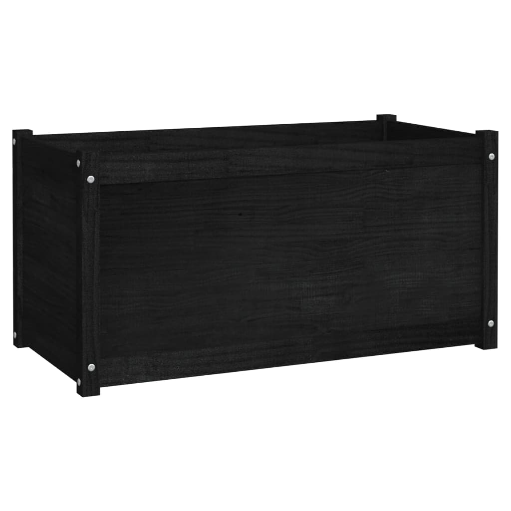 Puutarhan kukkalaatikot 2 kpl musta 100x50x50 cm täysi mänty - Sisustajankoti.fi