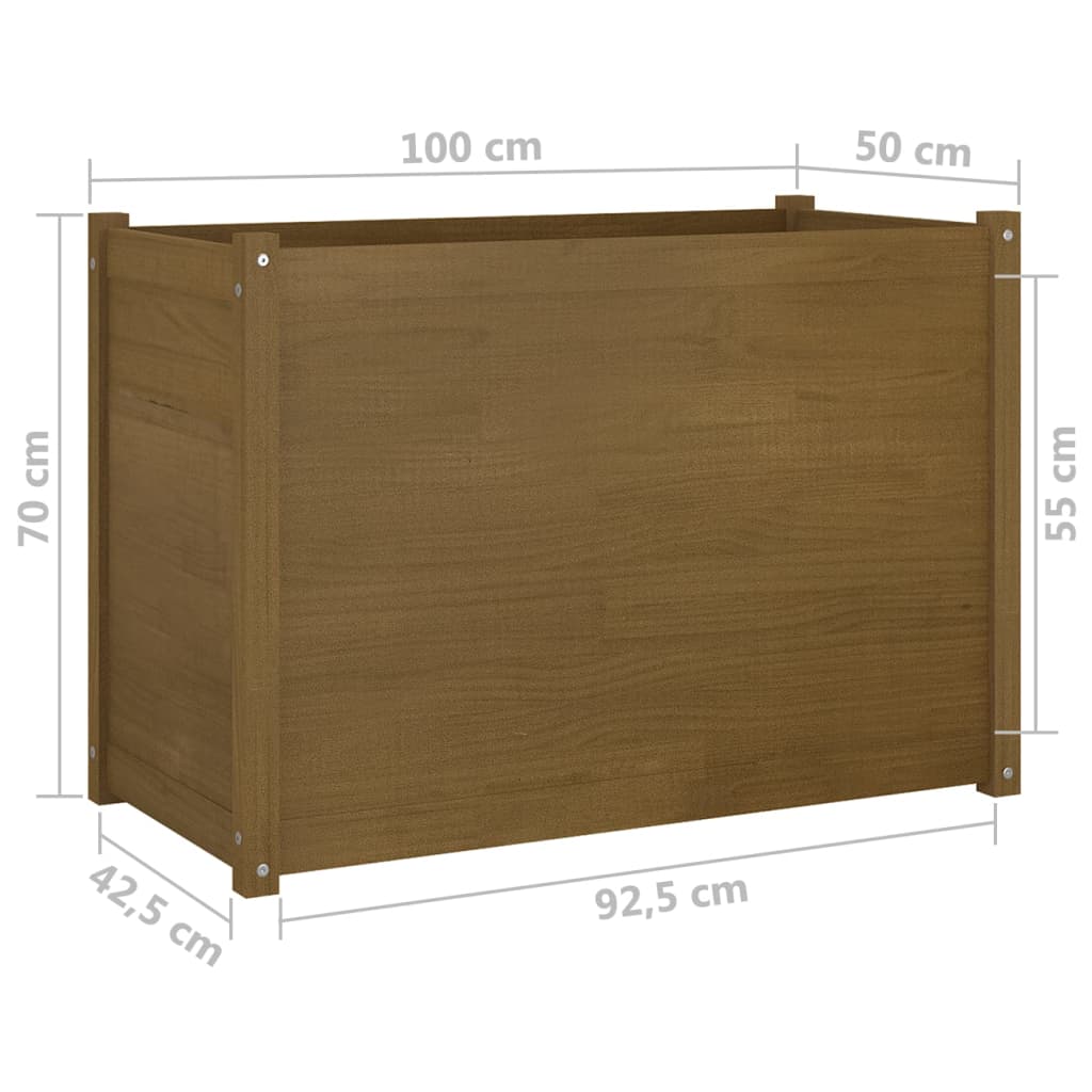 Puutarhan kukkalaatikko hunajanruskea 100x50x70 cm täysi mänty - Sisustajankoti.fi