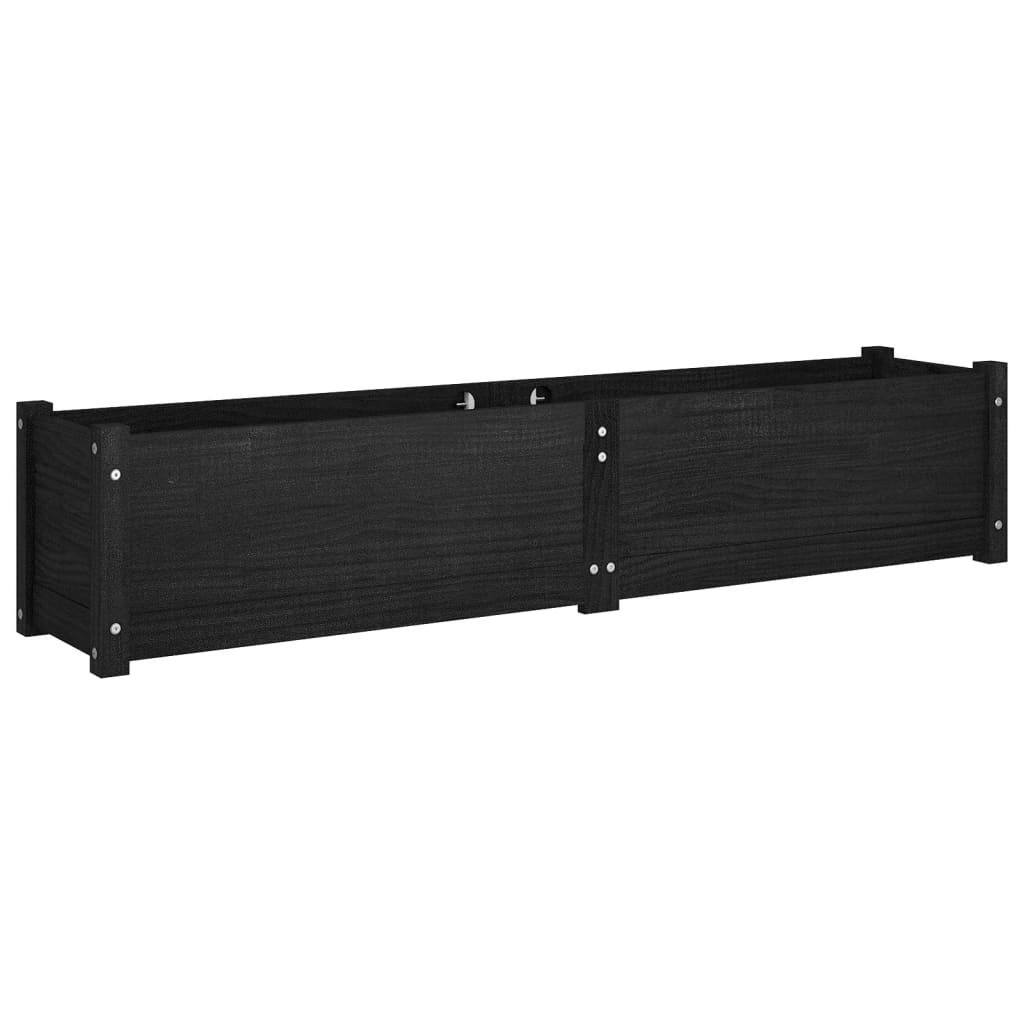 Korotettu kukkalaatikko musta 150x31x31 cm täysi mänty - Sisustajankoti.fi