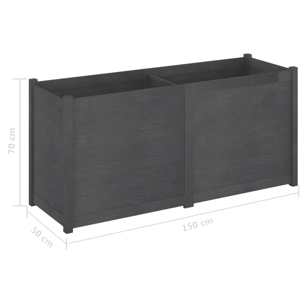 Puutarhan kukkalaatikko harmaa 150x50x70 cm täysi mänty - Sisustajankoti.fi