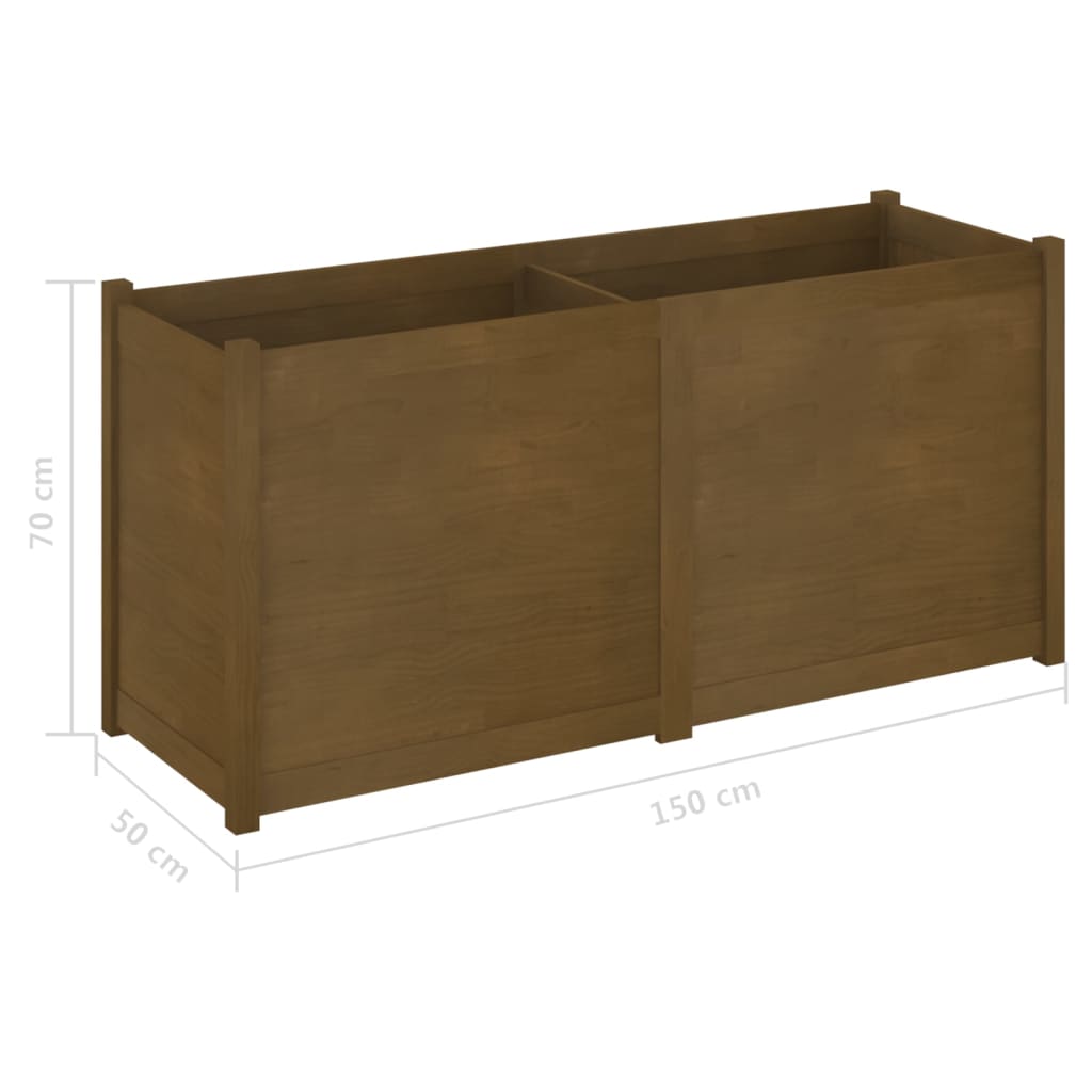 Puutarhan kukkalaatikko hunajanruskea 150x50x70 cm täysi mänty - Sisustajankoti.fi