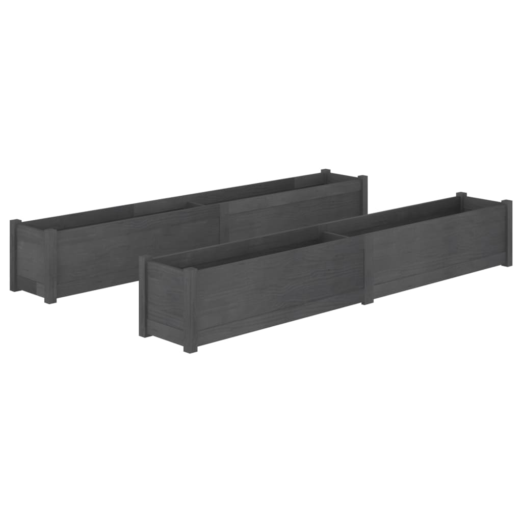 Puutarhan kukkalaatikot 2 kpl harmaa 200x31x31 cm täysi mänty - Sisustajankoti.fi