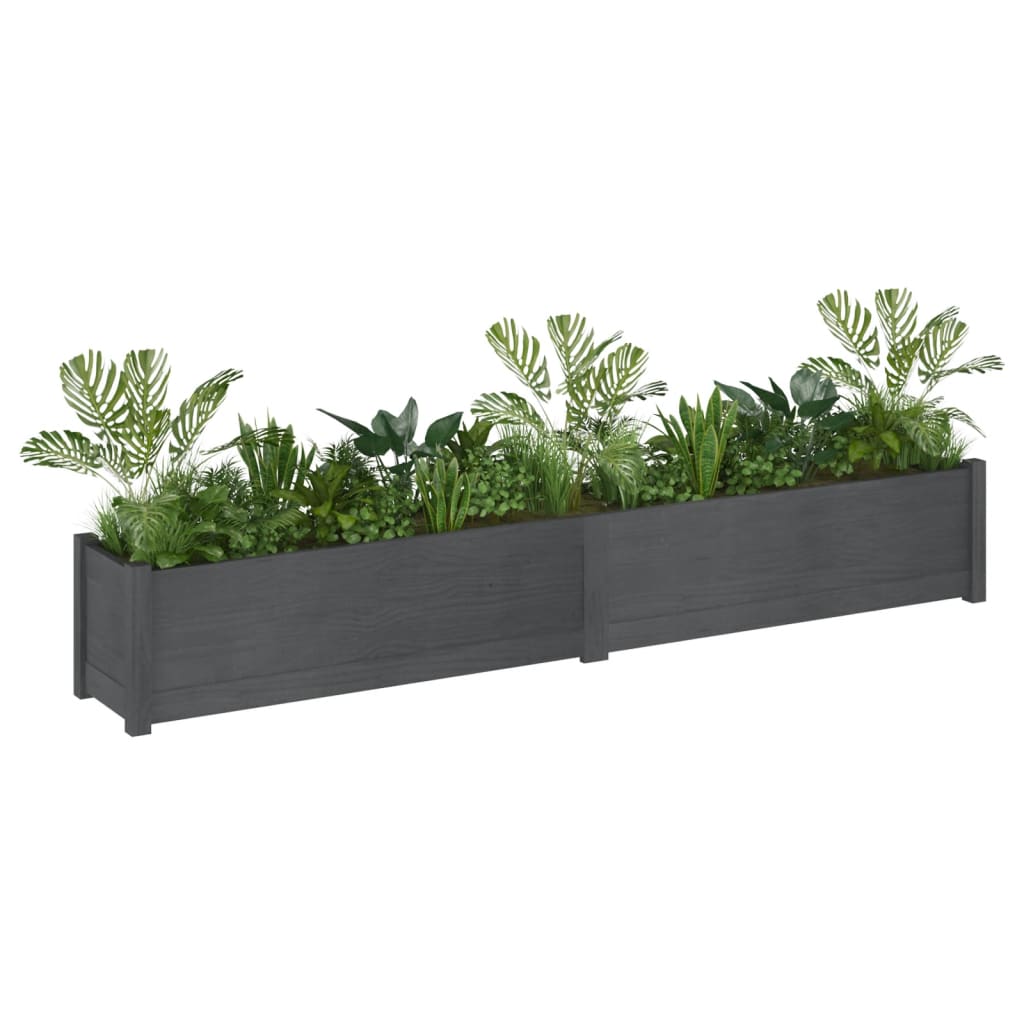 Puutarhan kukkalaatikot 2 kpl harmaa 200x31x31 cm täysi mänty - Sisustajankoti.fi