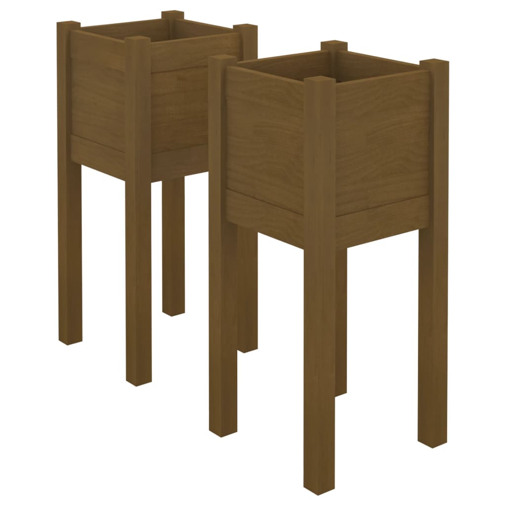 Puutarhan kukkalaatikot 2 kpl hunajanruskea 31x31x70 cm mänty - Sisustajankoti.fi