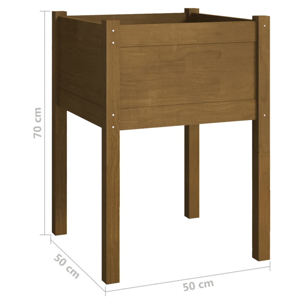 Puutarhan kukkalaatikko hunajanruskea 50x50x70 cm täysi mänty - Sisustajankoti.fi
