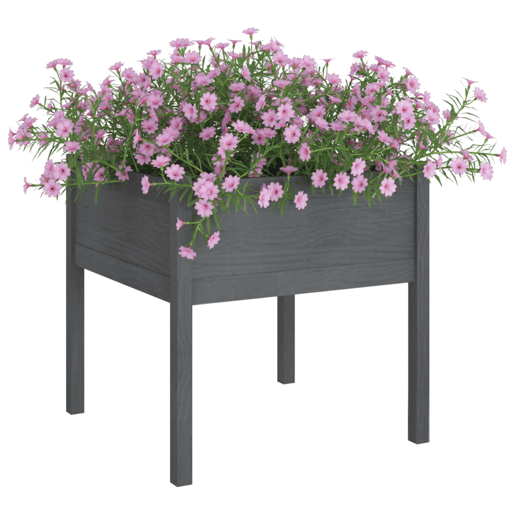 Puutarhan kukkalaatikko harmaa 70x70x70cm täysi mänty - Sisustajankoti.fi