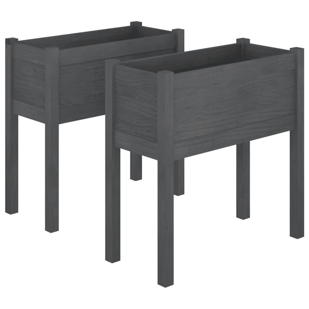 Puutarhan kukkalaatikot 2 kpl harmaa 70x31x70cm täysi mänty - Sisustajankoti.fi