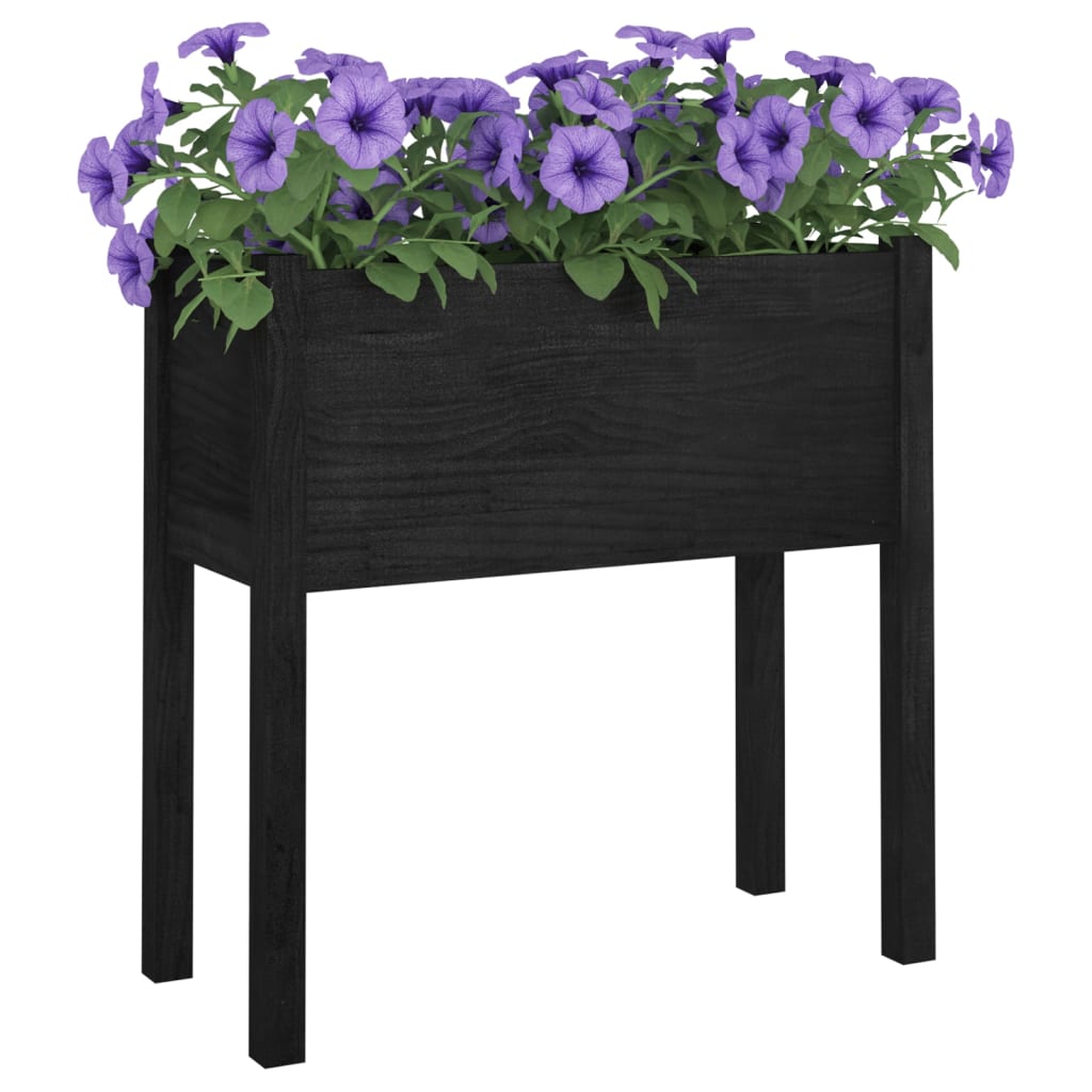 Puutarhan kukkalaatikko musta 70x31x70cm täysi mänty - Sisustajankoti.fi