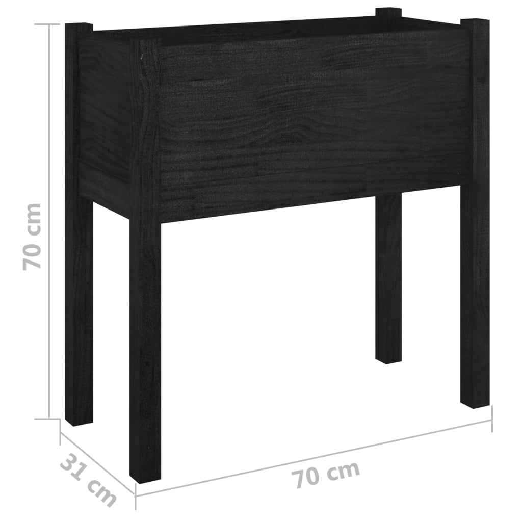Puutarhan kukkalaatikko musta 70x31x70cm täysi mänty - Sisustajankoti.fi