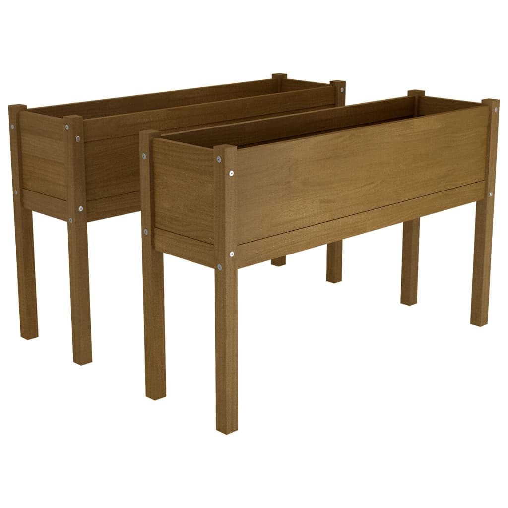Puutarhan kukkalaatikot 2 kpl hunajanruskea 110x31x70 cm mänty - Sisustajankoti.fi