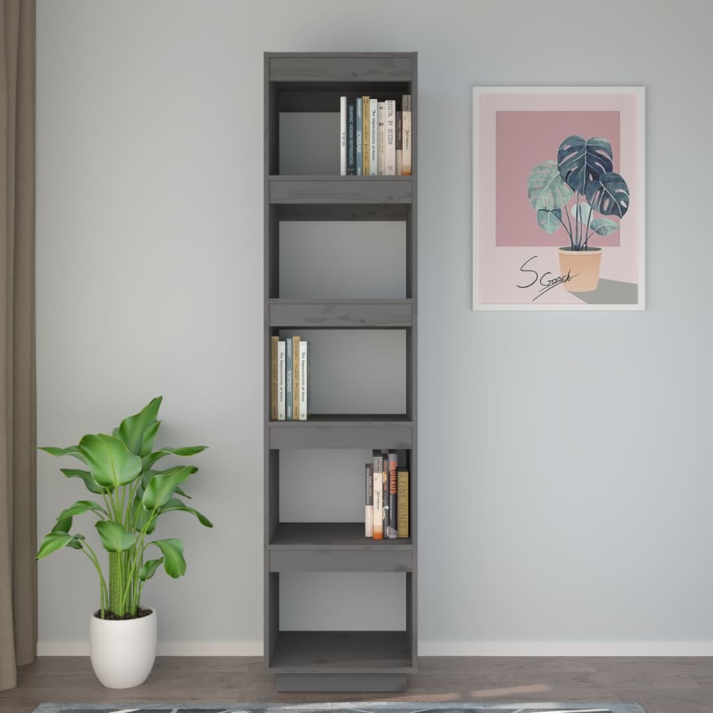 Kirjahylly/tilanjakaja harmaa 40x35x167 cm täysi mänty - Sisustajankoti.fi