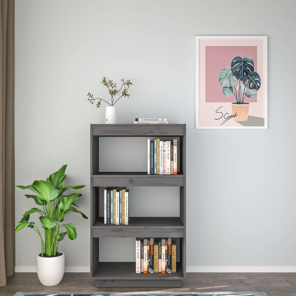 Kirjahylly/tilanjakaja harmaa 60x35x103 cm täysi mänty - Sisustajankoti.fi
