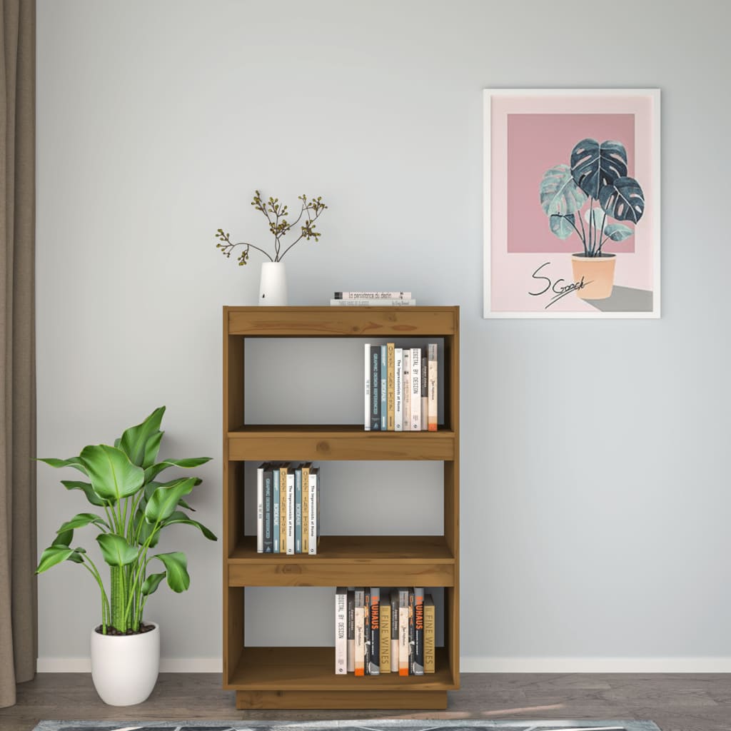 Kirjahylly/tilanjakaja hunajanruskea 60x35x103 cm täysi mänty - Sisustajankoti.fi