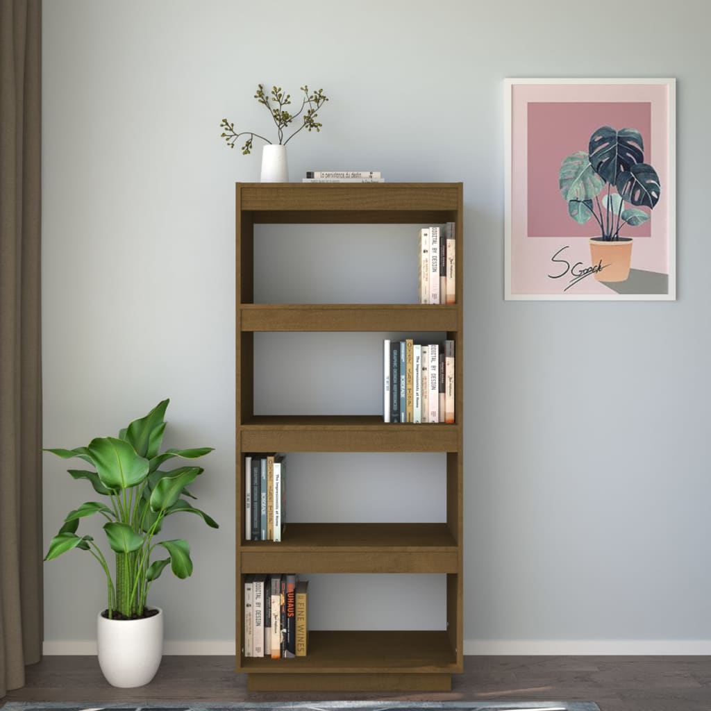 Kirjahylly/tilanjakaja hunajanruskea 60x35x135 cm täysi mänty - Sisustajankoti.fi
